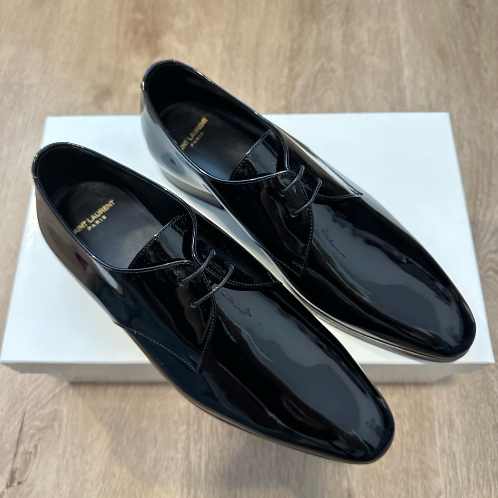 Saint Laurent Men’s Adrien Derbies in Glazed Leather - Picture 4 of 5